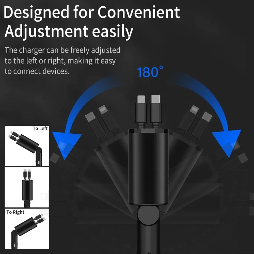 Retractable Car Charger Compatible with Galaxy Pixel, 120w‎